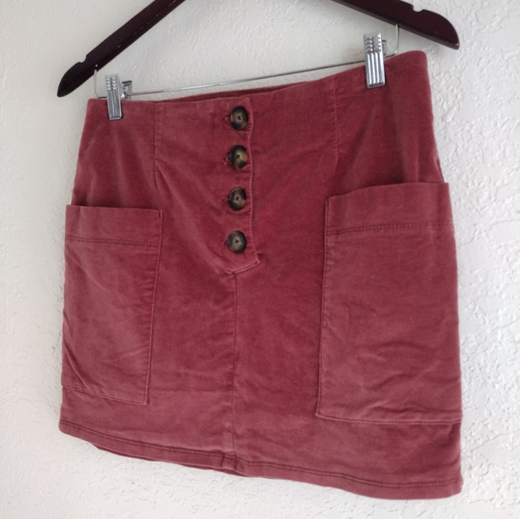 BDG Pink Velvet Button Front Mini Skirt - Picture 4 of 8